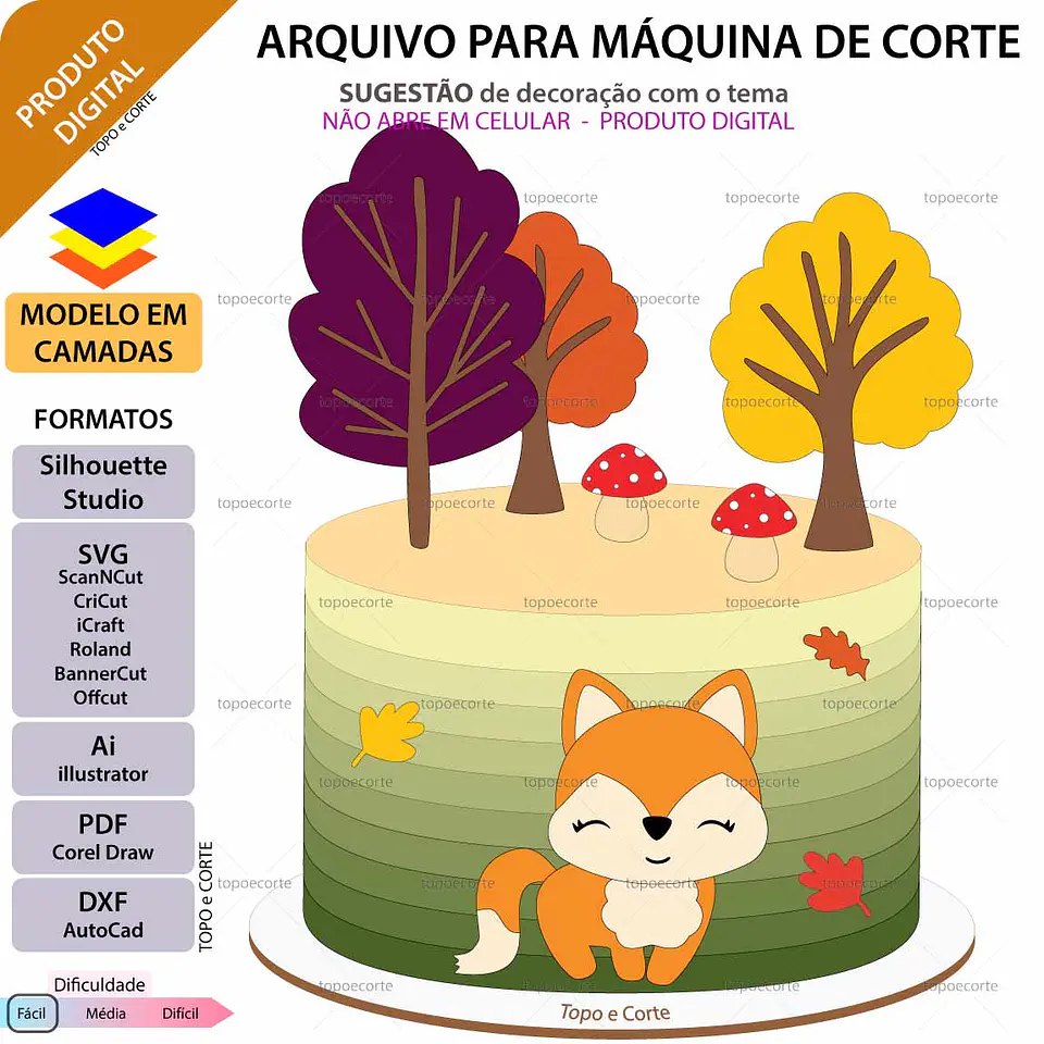 Arquivo de Corte Topo de Bolo Raposinha 31 1