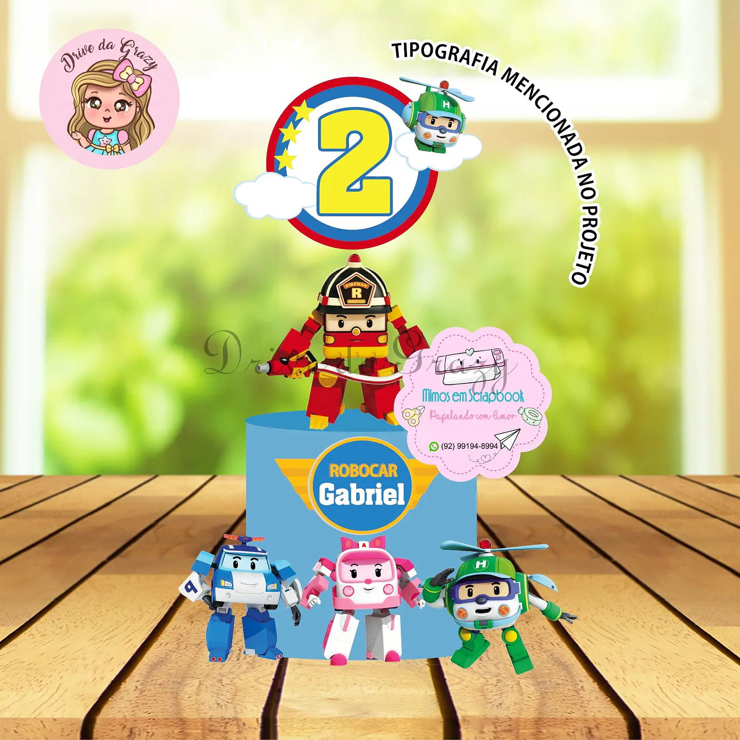 Arquivo de Corte Topo de Bolo Robocar Poli 1 1