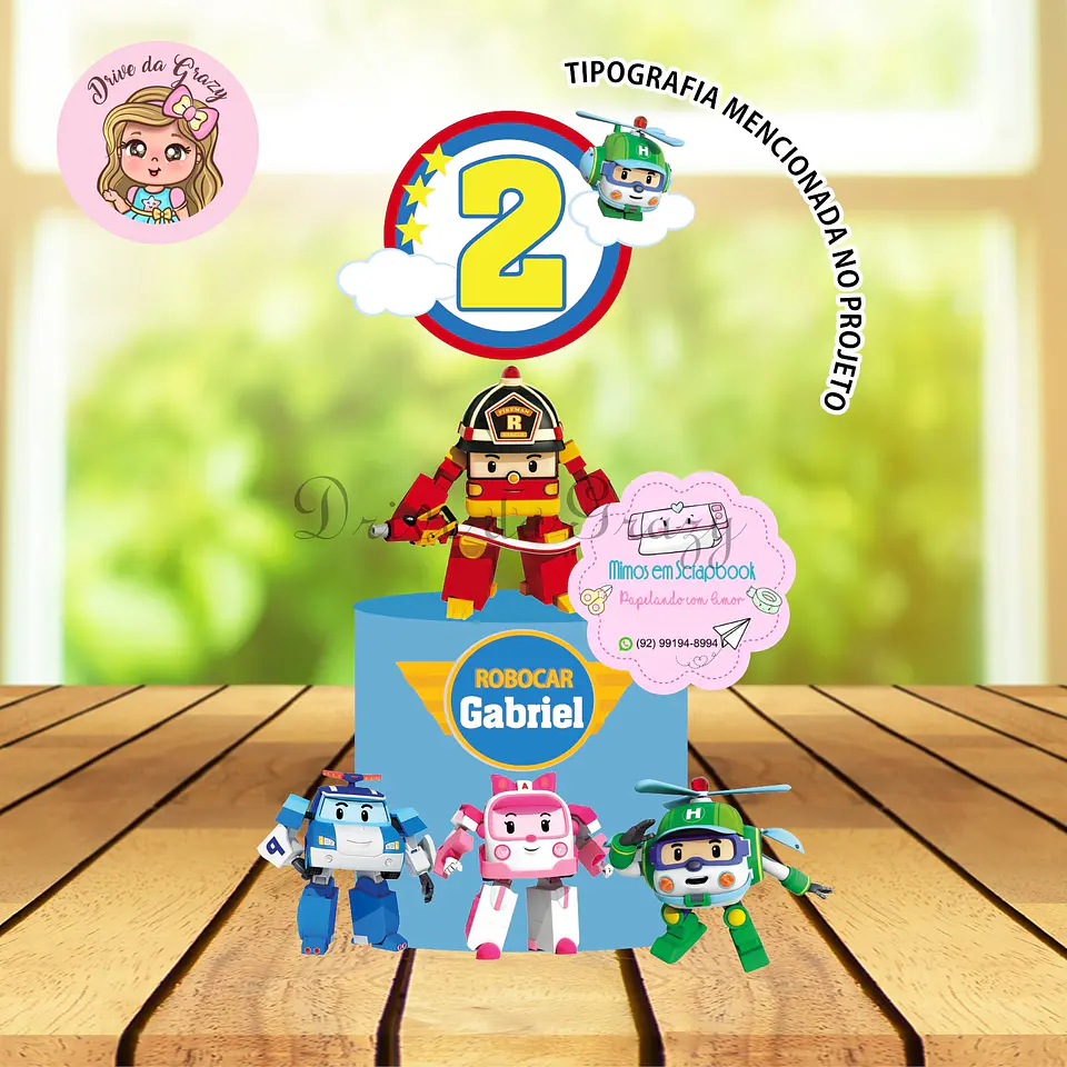 Arquivo de Corte Topo de Bolo Robocar Poli 1 1