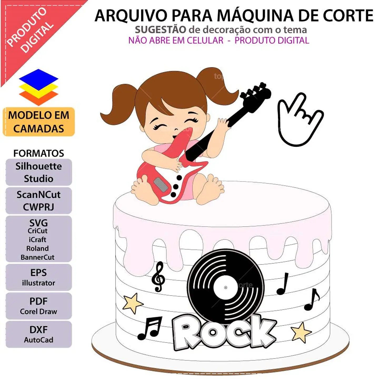 Arquivo de Corte Topo de Bolo Rock 3 1