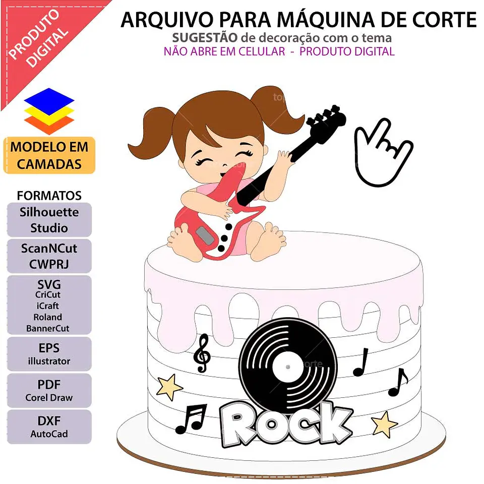 Arquivo de Corte Topo de Bolo Rock 3 1