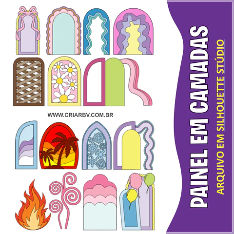 Arquivo de Corte Topo de Bolo Painel Arco 16