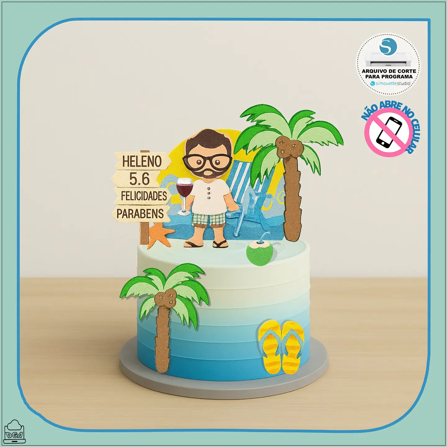 Arquivo de Corte Topo de Bolo Praia Verão Menino 25 1