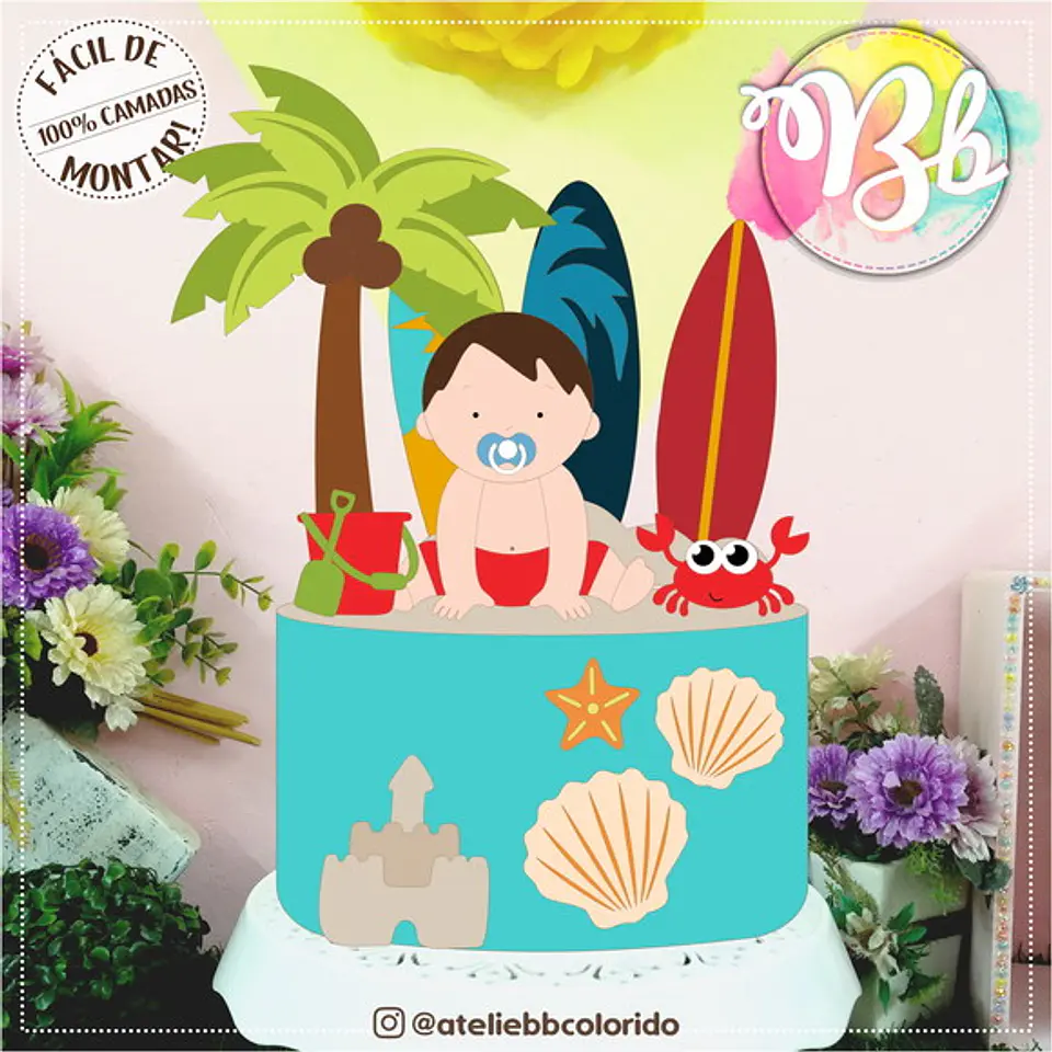 Arquivo de Corte Topo de Bolo Praia Verão Menino 8 1