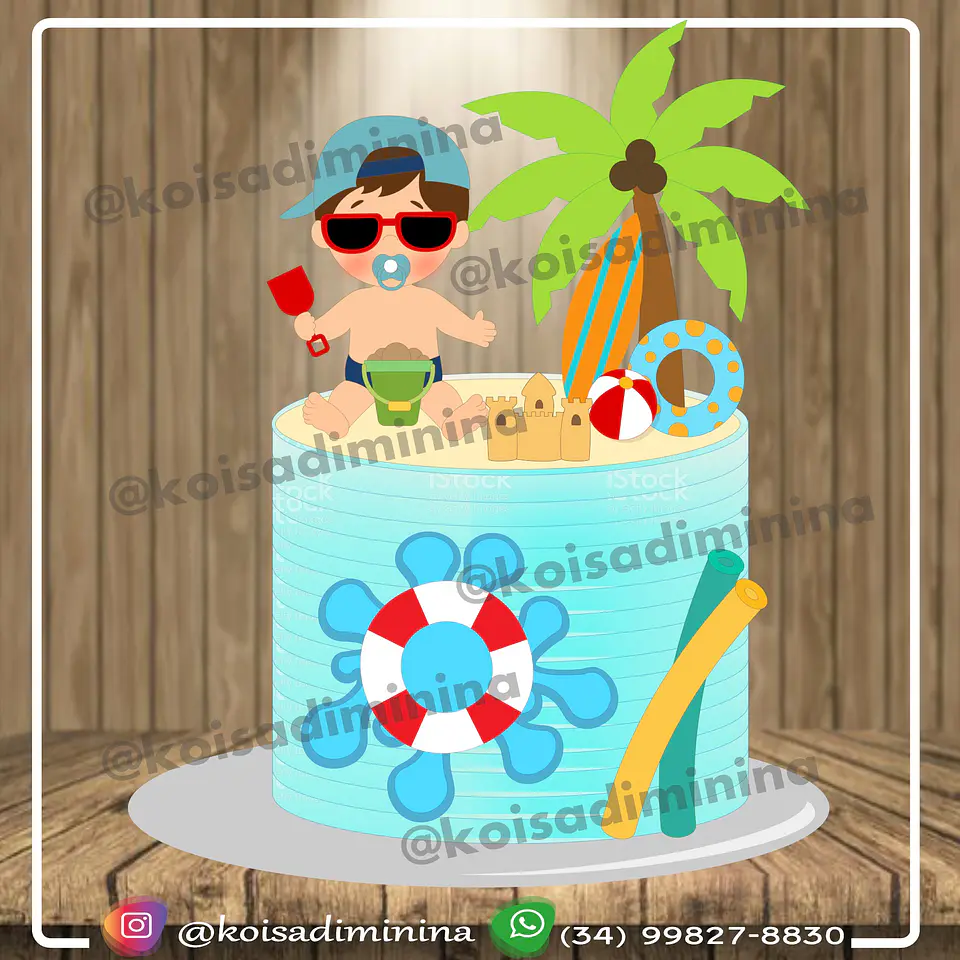 Arquivo de Corte Topo de Bolo Praia Verão Menino 7 1
