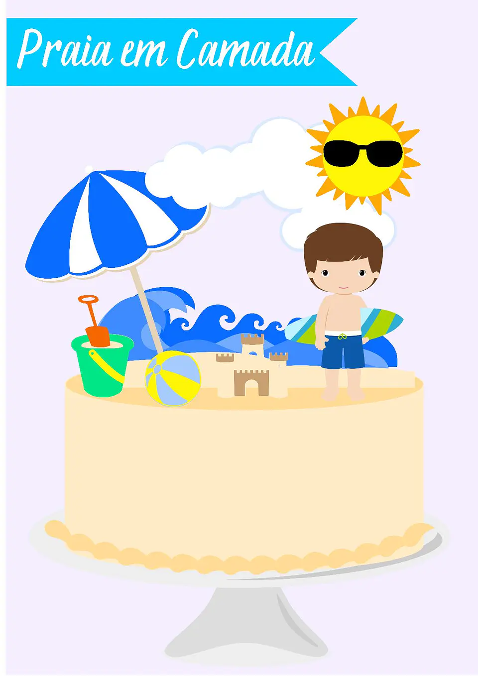 Arquivo de Corte Topo de Bolo Praia Verão Menino 6 1