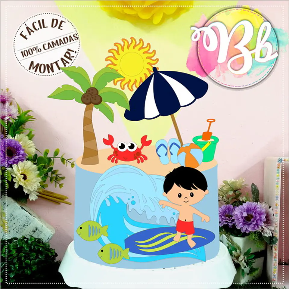 Arquivo de Corte Topo de Bolo Praia Verão Menino 5 1