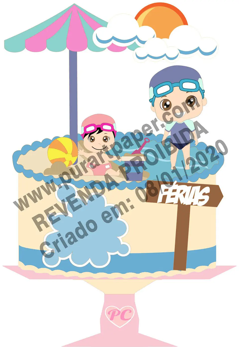 Arquivo de Corte Topo de Bolo Praia Verão 5 1