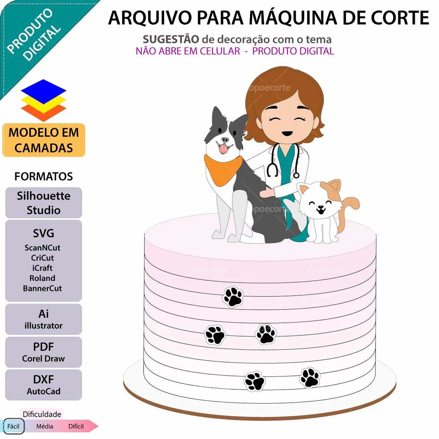 Arquivo de Corte Topo de Bolo Profissões Veterinária Veterinário 8 1