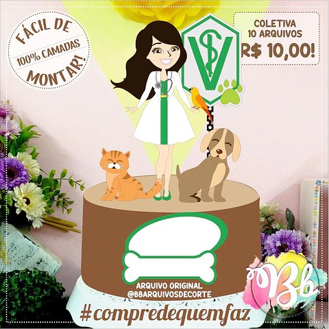 Arquivo de Corte Topo de Bolo Profissões Veterinária Veterinário 4