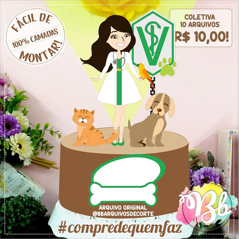 Arquivo de Corte Topo de Bolo Profissões Veterinária Veterinário 4 1