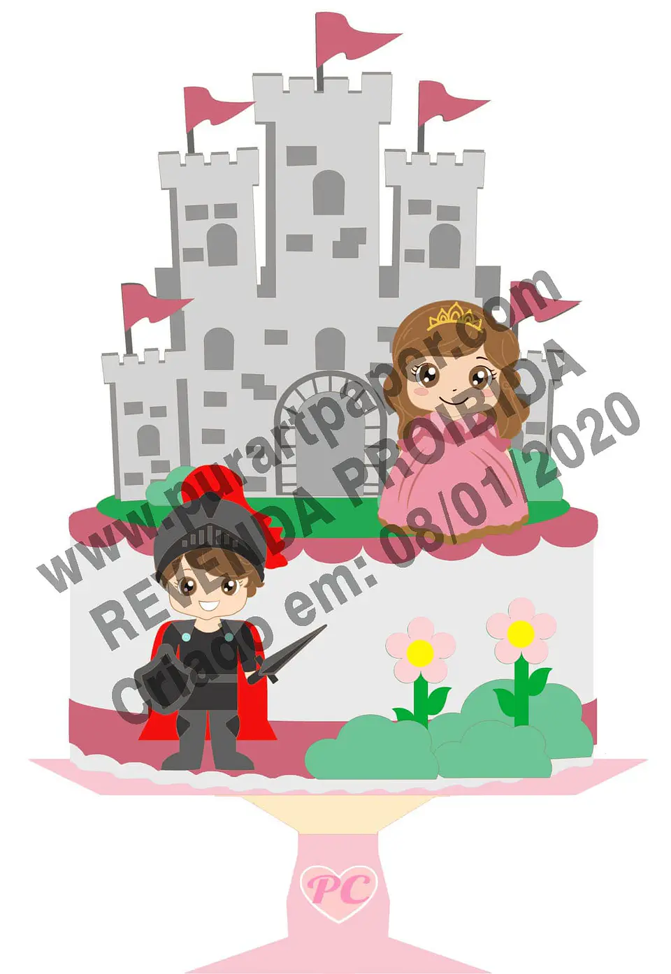 Arquivo de Corte Topo de Bolo Princesa Realeza Menina Castelo Carruagem 26 1