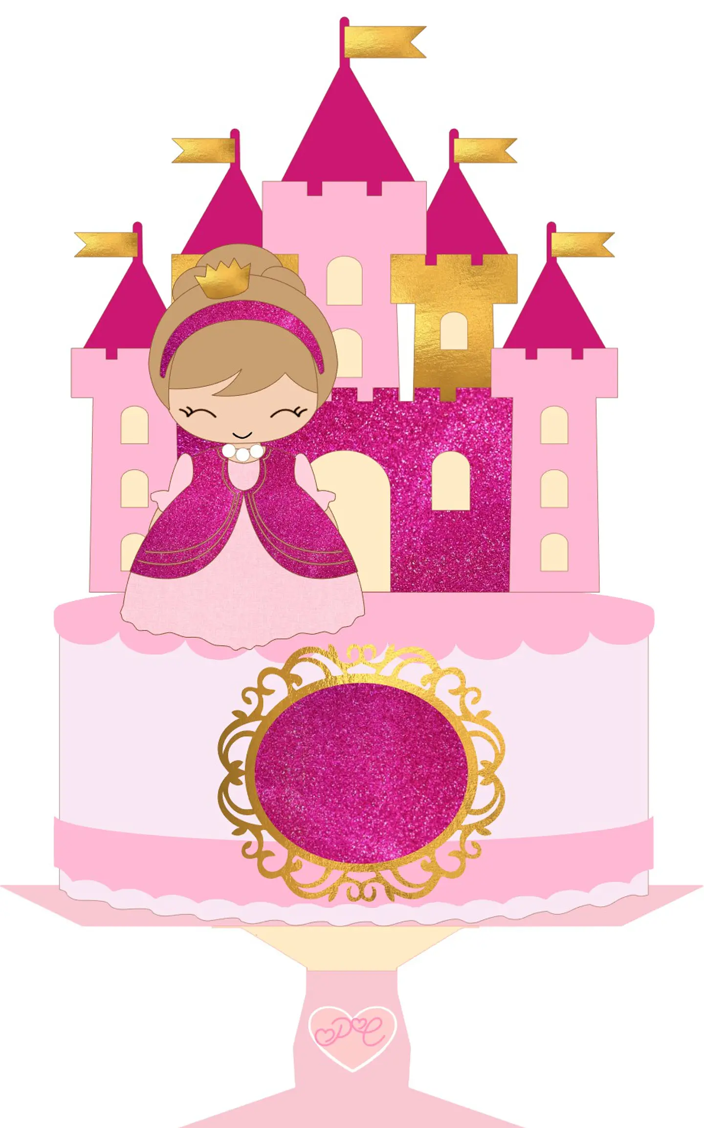 Arquivo de Corte Topo de Bolo Princesa Realeza Menina Castelo Carruagem 25 1