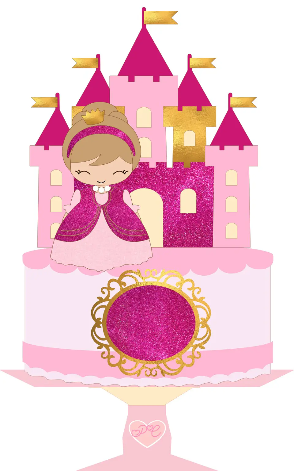 Arquivo de Corte Topo de Bolo Princesa Realeza Menina Castelo Carruagem 25 1