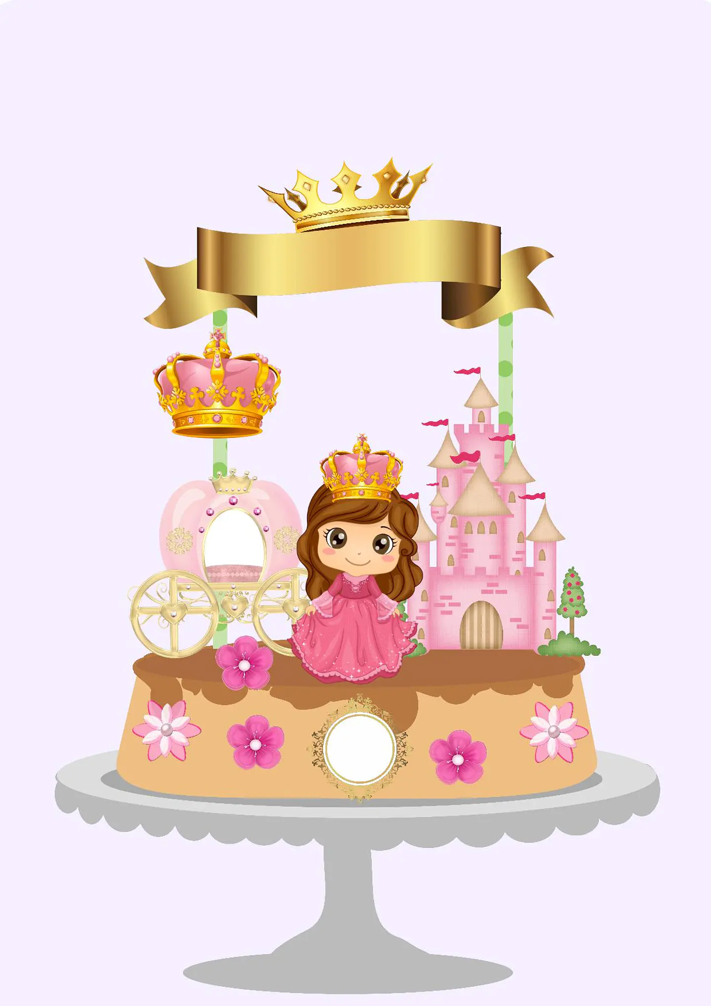 Arquivo de Corte Topo de Bolo Princesa Realeza Menina Castelo Carruagem 21 1