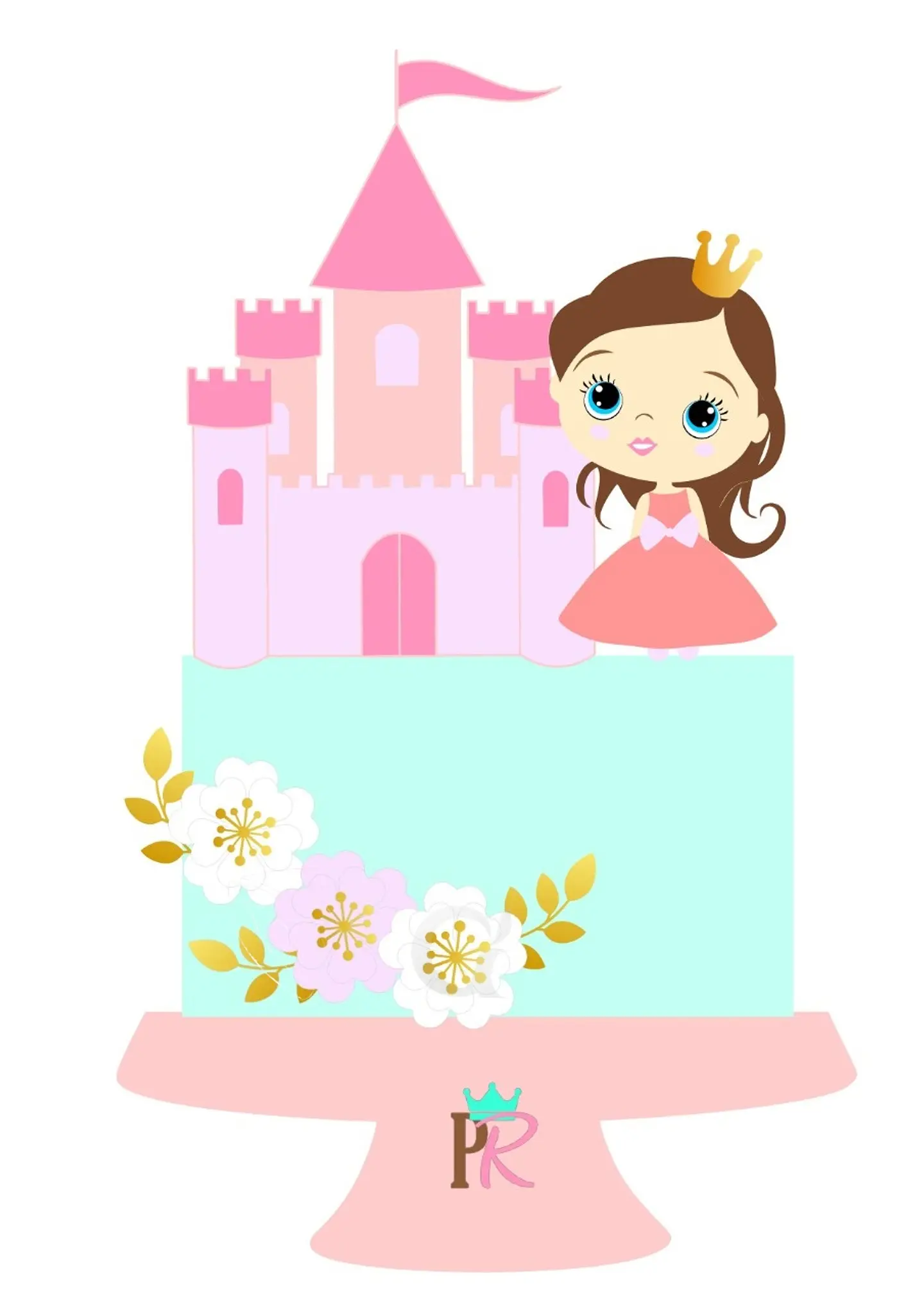 Arquivo de Corte Topo de Bolo Princesa Realeza Menina Castelo Carruagem 12 1