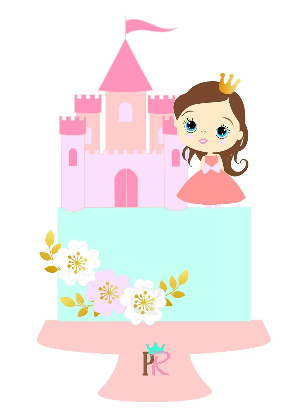 Arquivo de Corte Topo de Bolo Princesa Realeza Menina Castelo Carruagem 12 1