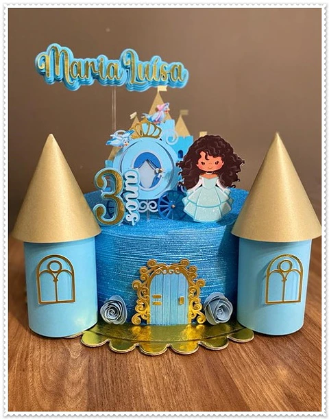 Arquivo de Corte Topo de Bolo Princesa Realeza Menina Castelo Carruagem 7