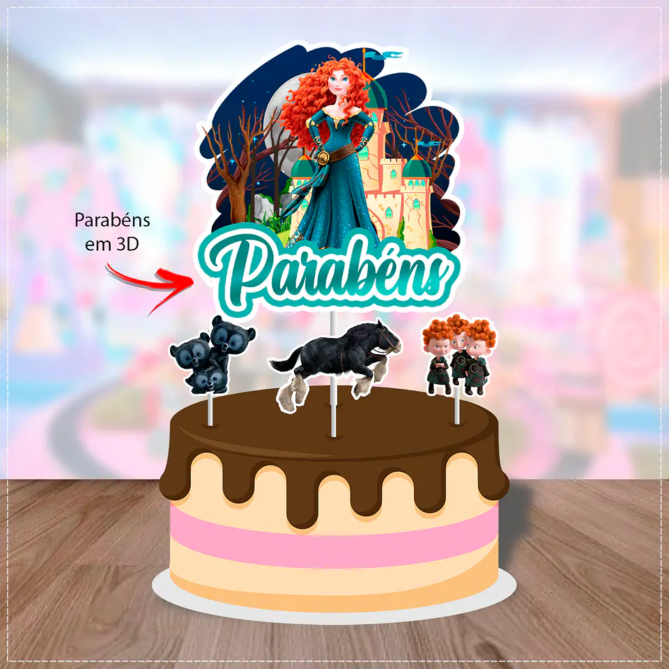 Arquivo de Corte Topo de Bolo Princesa Valente Merida 9 1