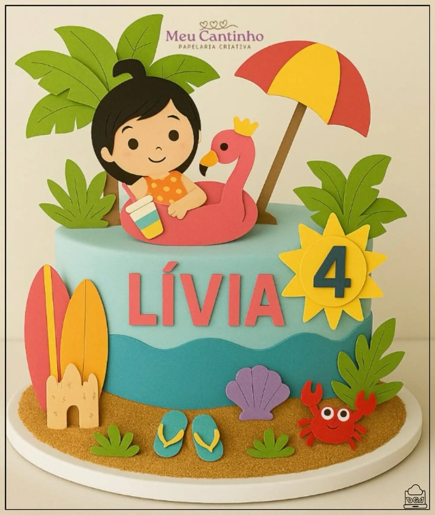 Arquivo de Corte Topo de Bolo Praia Menina Verão 35 1