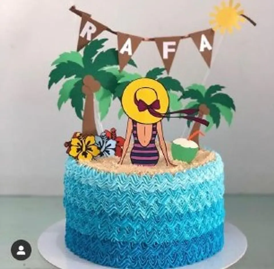 Arquivo de Corte Topo de Bolo Praia Menina Verão 6 1