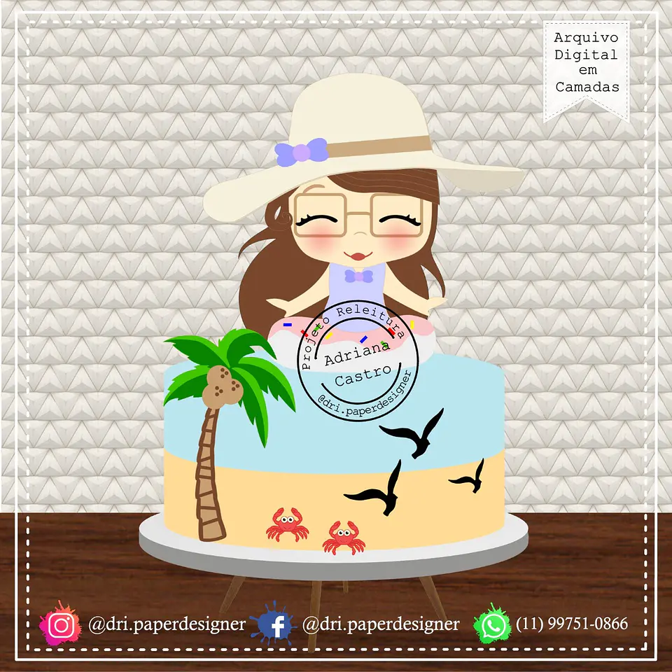 Arquivo de Corte Topo de Bolo Praia Menina Verão 13 1