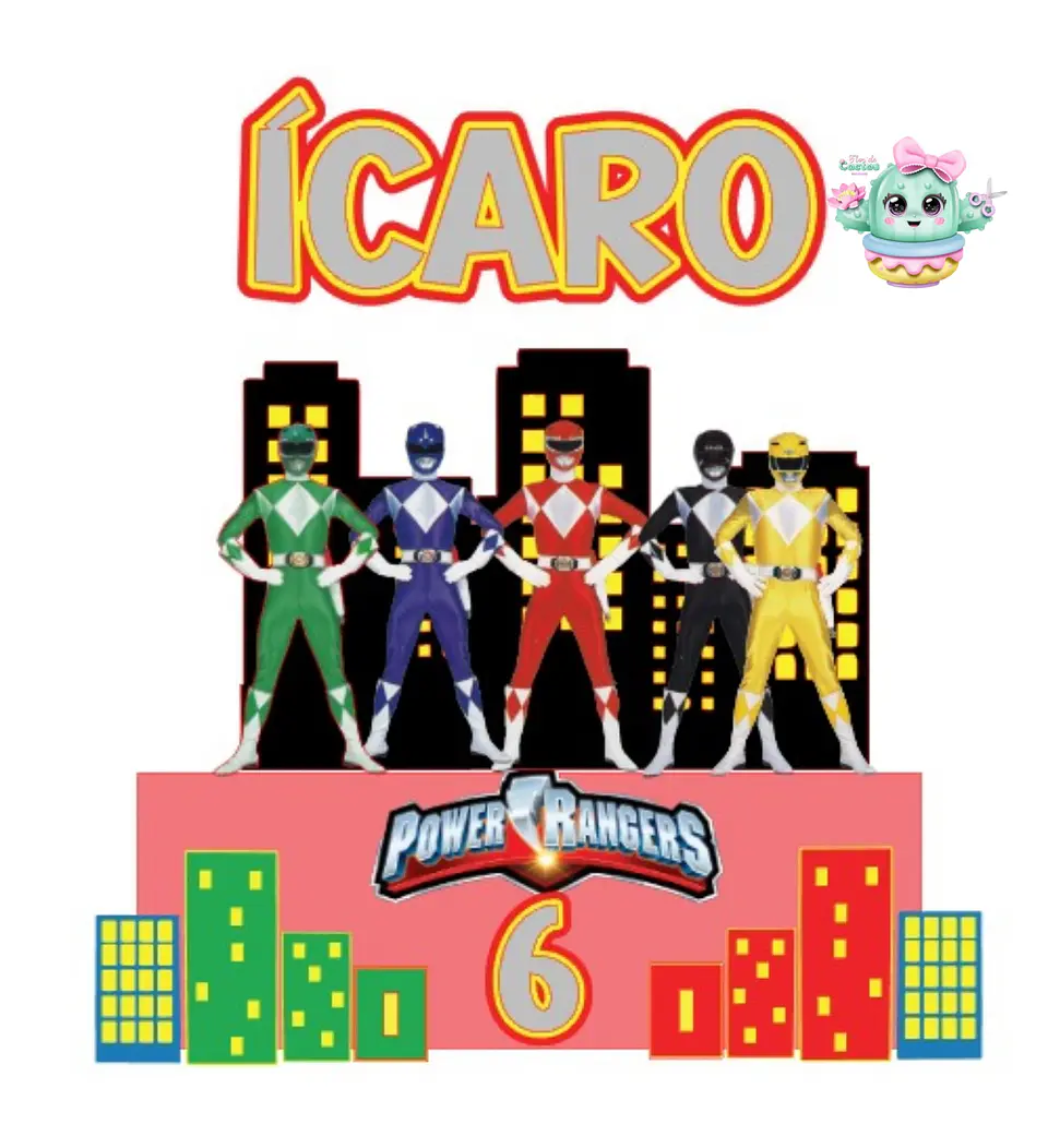 Arquivo de Corte Topo de Bolo Power Rangers 5 1