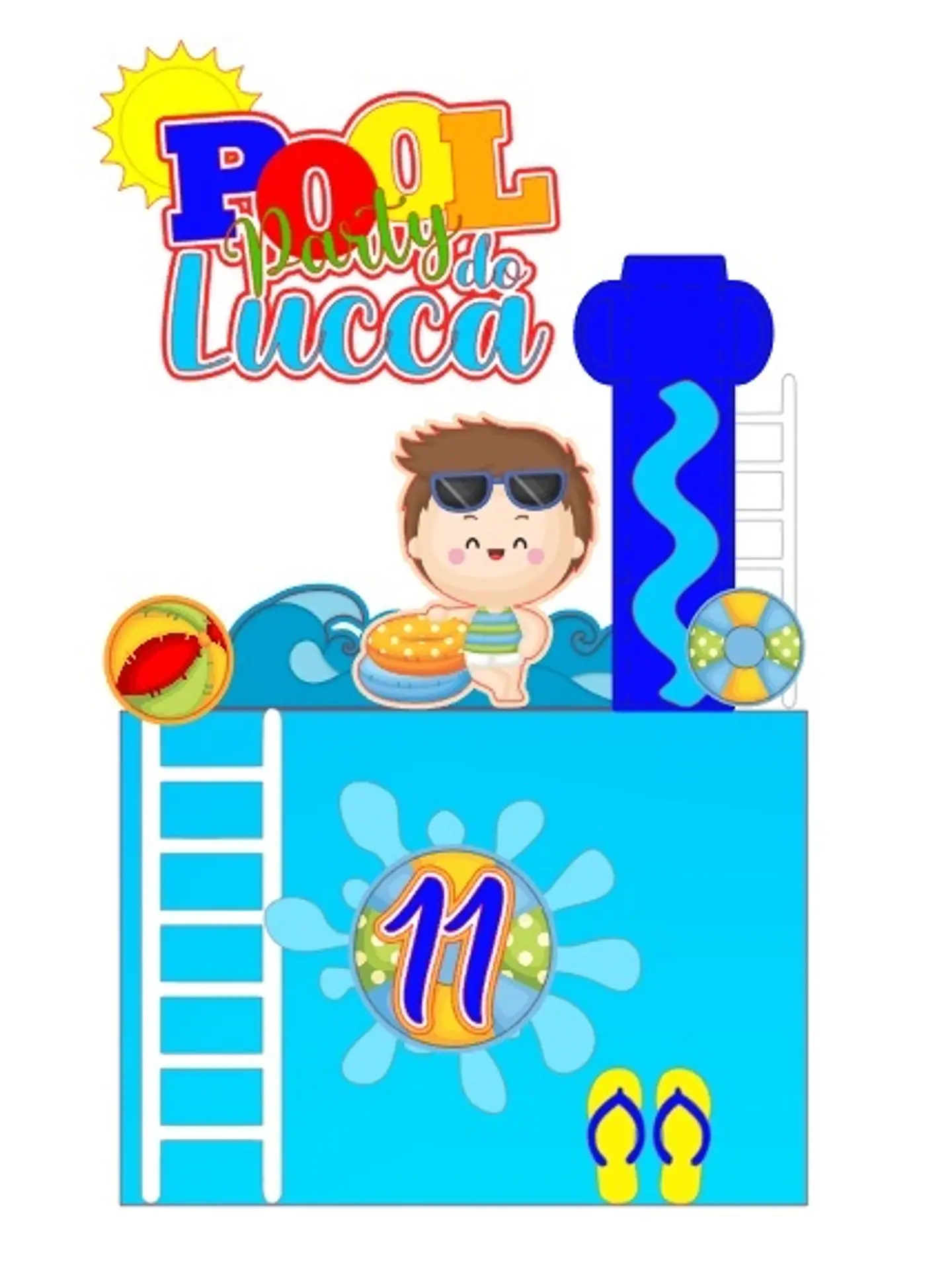 Arquivo de Corte Topo de Bolo Pool Party Menino 12 1