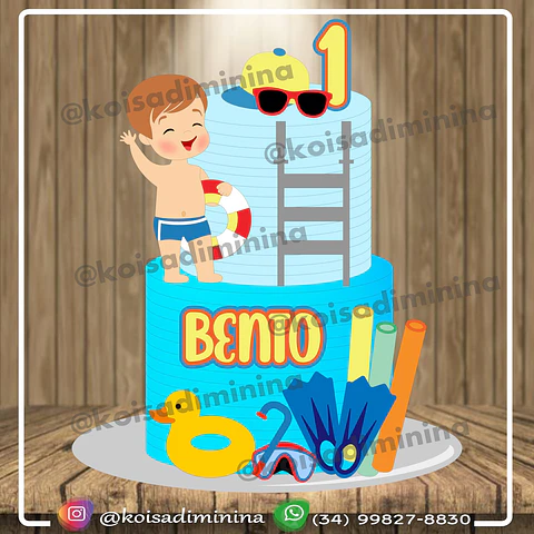 Arquivo de Corte Topo de Bolo Pool Party Menino 9