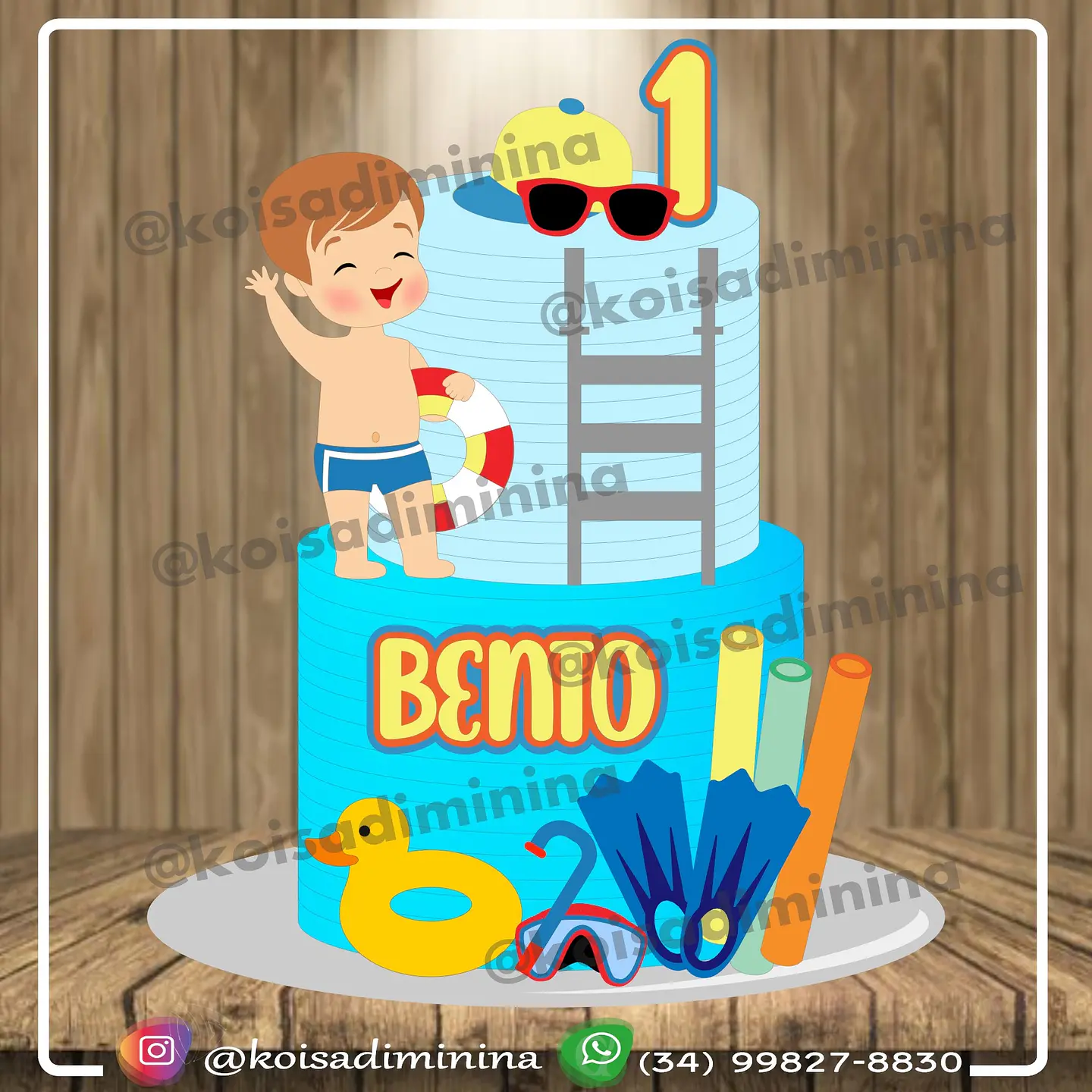 Arquivo de Corte Topo de Bolo Pool Party Menino 9 1