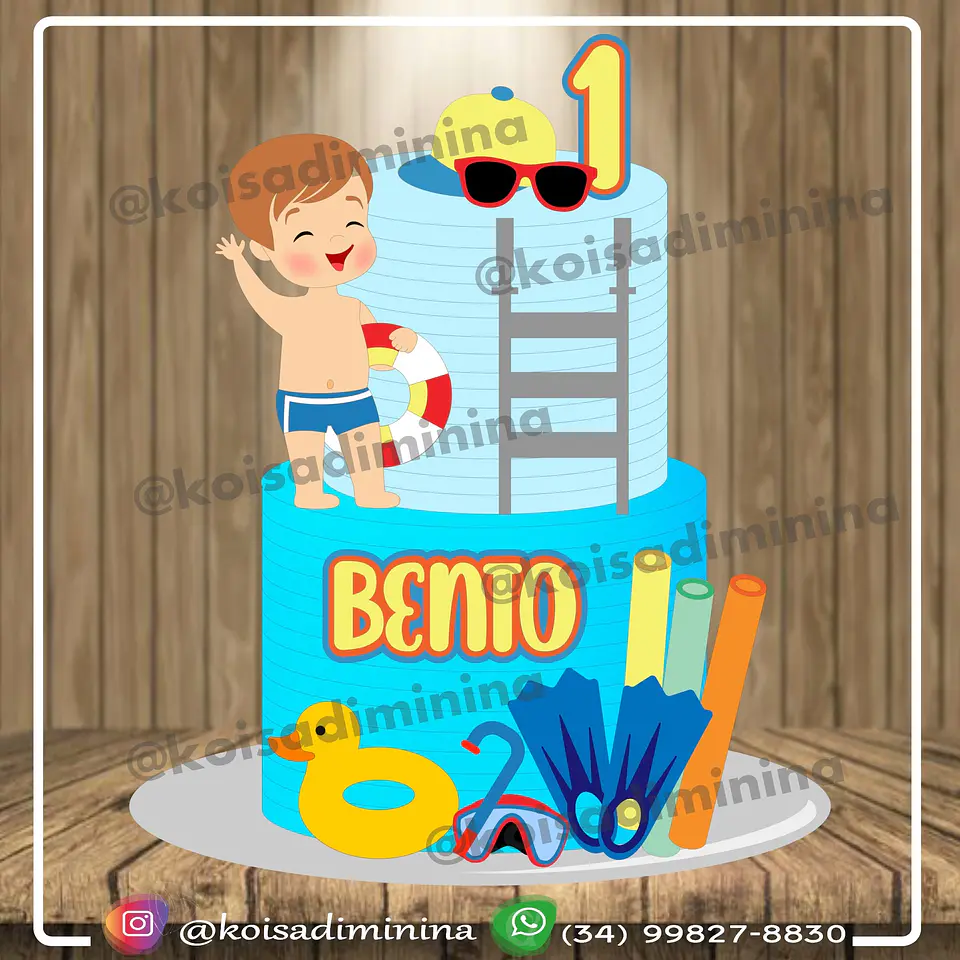 Arquivo de Corte Topo de Bolo Pool Party Menino 9 1