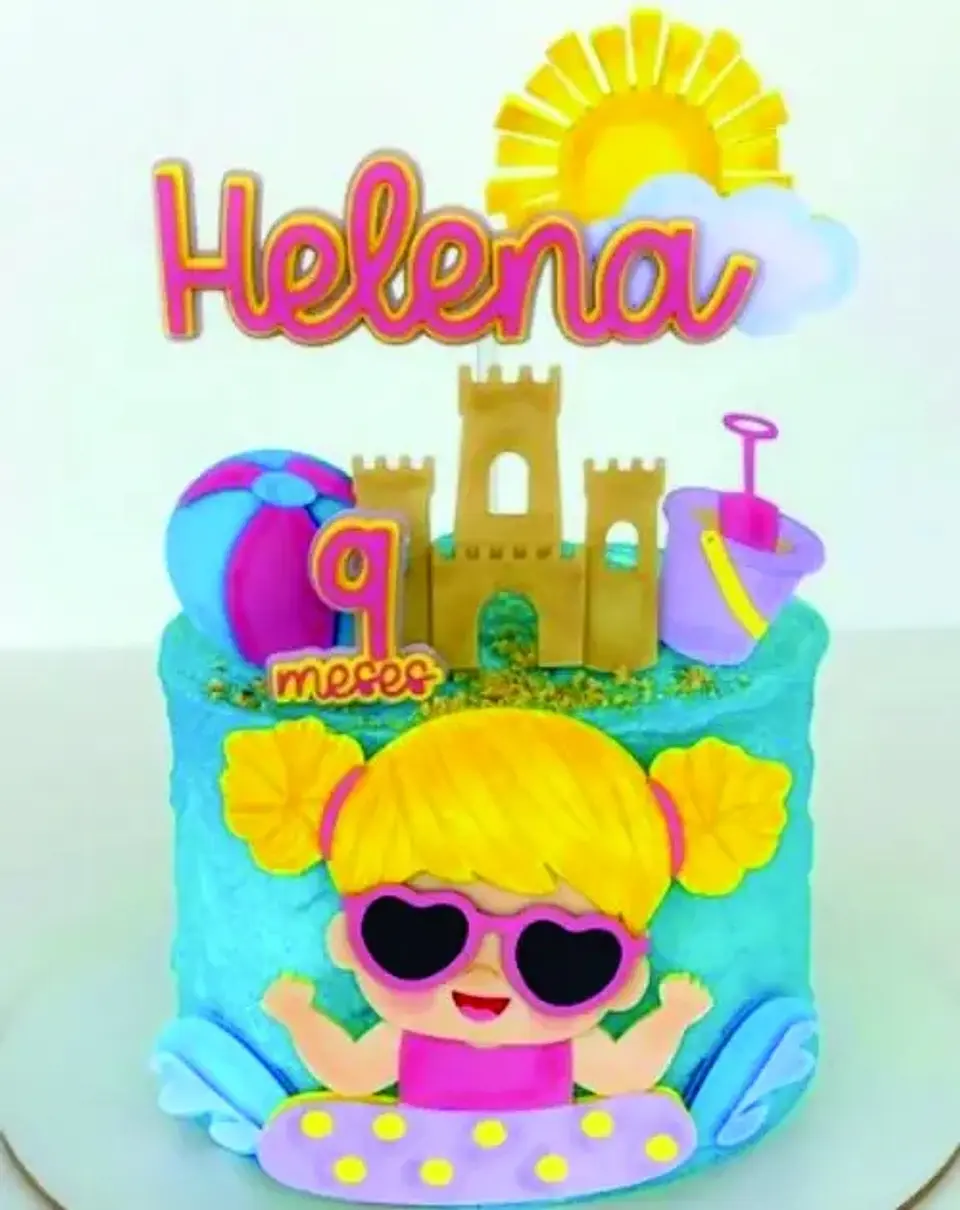 Arquivo de Corte Topo de Bolo Pool Party Menina 19 1