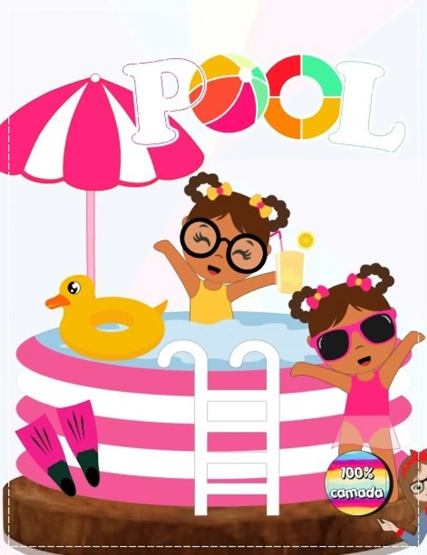 Arquivo de Corte Topo de Bolo Pool Party Menina 1 1