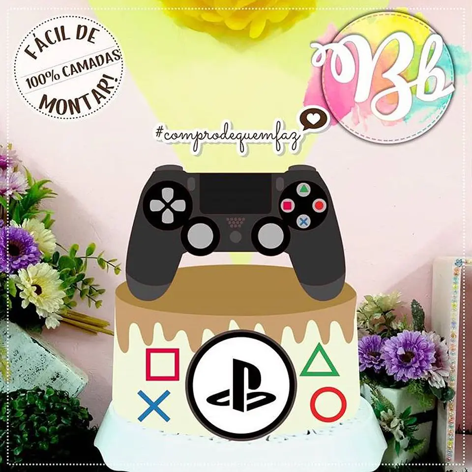 Arquivo de Corte Topo de Bolo Playstation Video Game 1 1