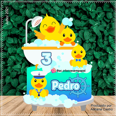 Arquivo de Corte Topo de Bolo Patinha Patinho Amarelo 5