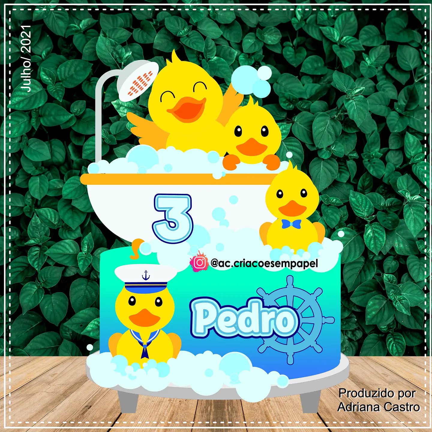 Arquivo de Corte Topo de Bolo Patinha Patinho Amarelo 5 1