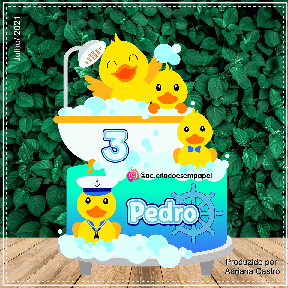 Arquivo de Corte Topo de Bolo Patinha Patinho Amarelo 5 1