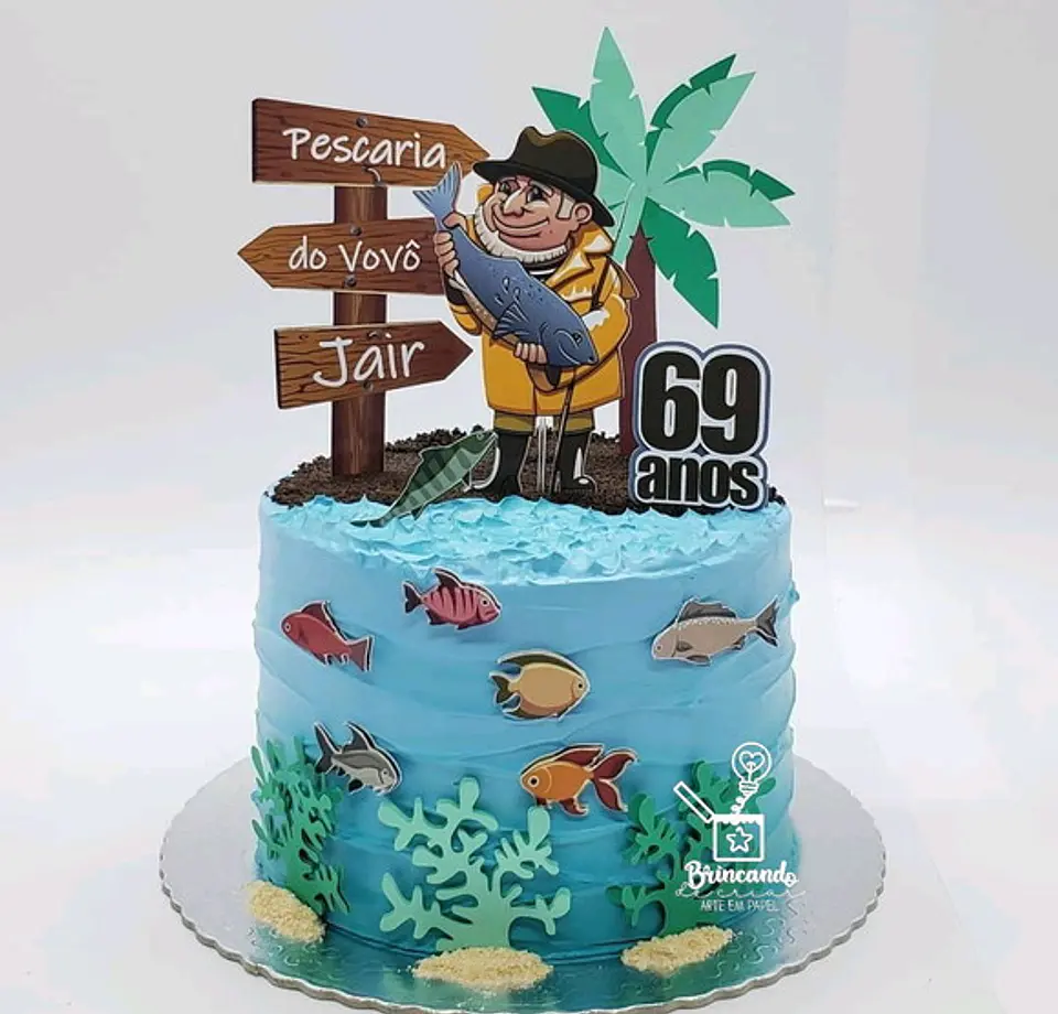 Arquivo de Corte Topo de Bolo Pesca Pescaria Pescador 9 1