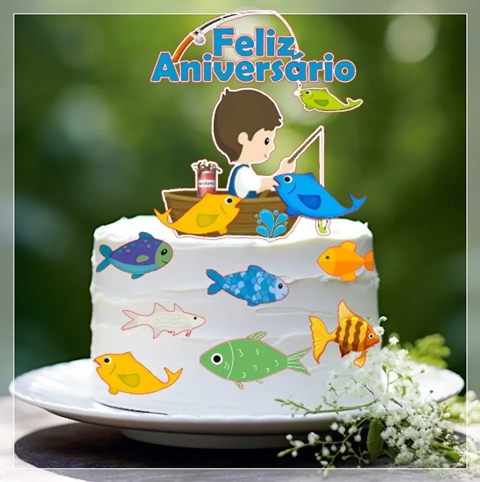 Arquivo de Corte Topo de Bolo Pesca Pescaria Pescador 5 1