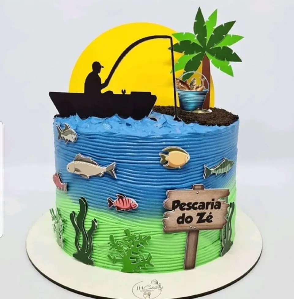 Arquivo de Corte Topo de Bolo Pesca Pescaria Pescador 3 1