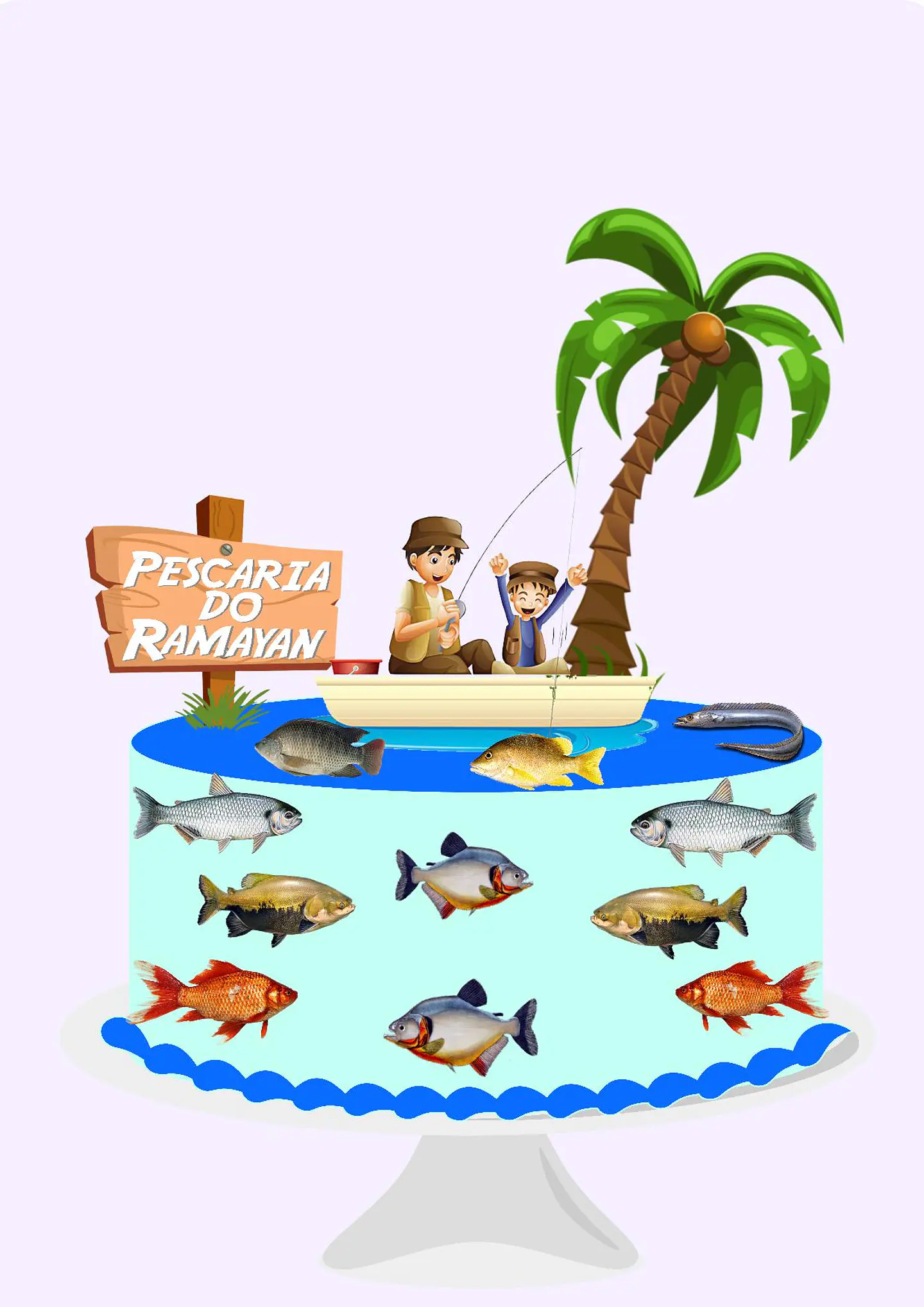 Arquivo de Corte Topo de Bolo Pesca Pescaria Pescador 2 1