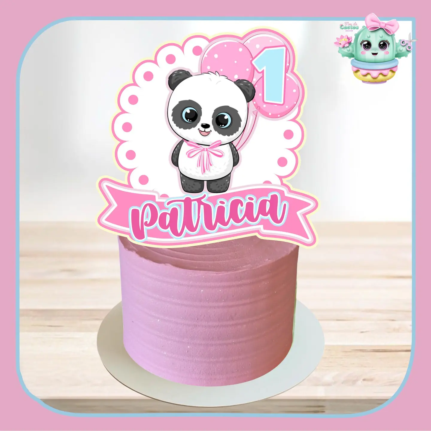 Arquivo de Corte Topo de Bolo Panda Rosa Menina 18 1