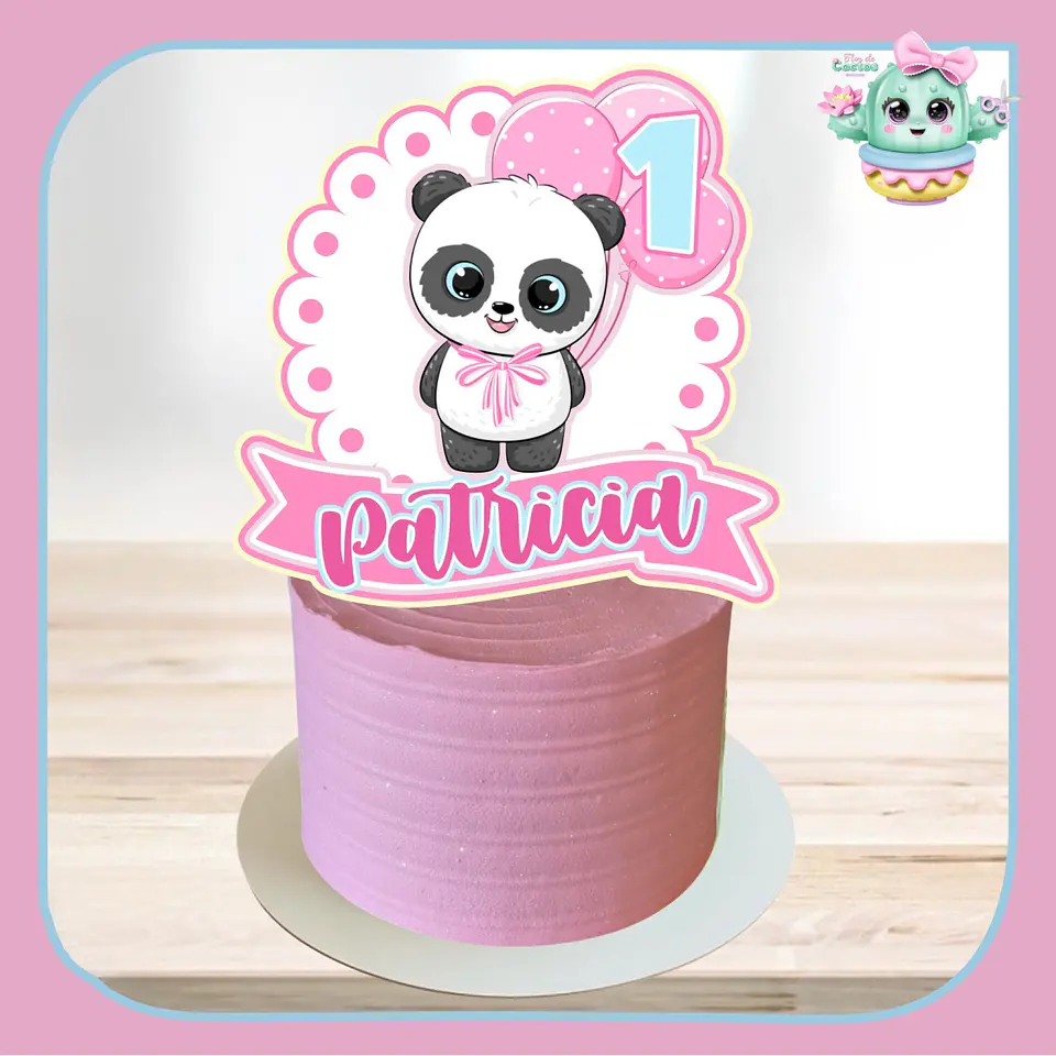 Arquivo de Corte Topo de Bolo Panda Rosa Menina 18 1