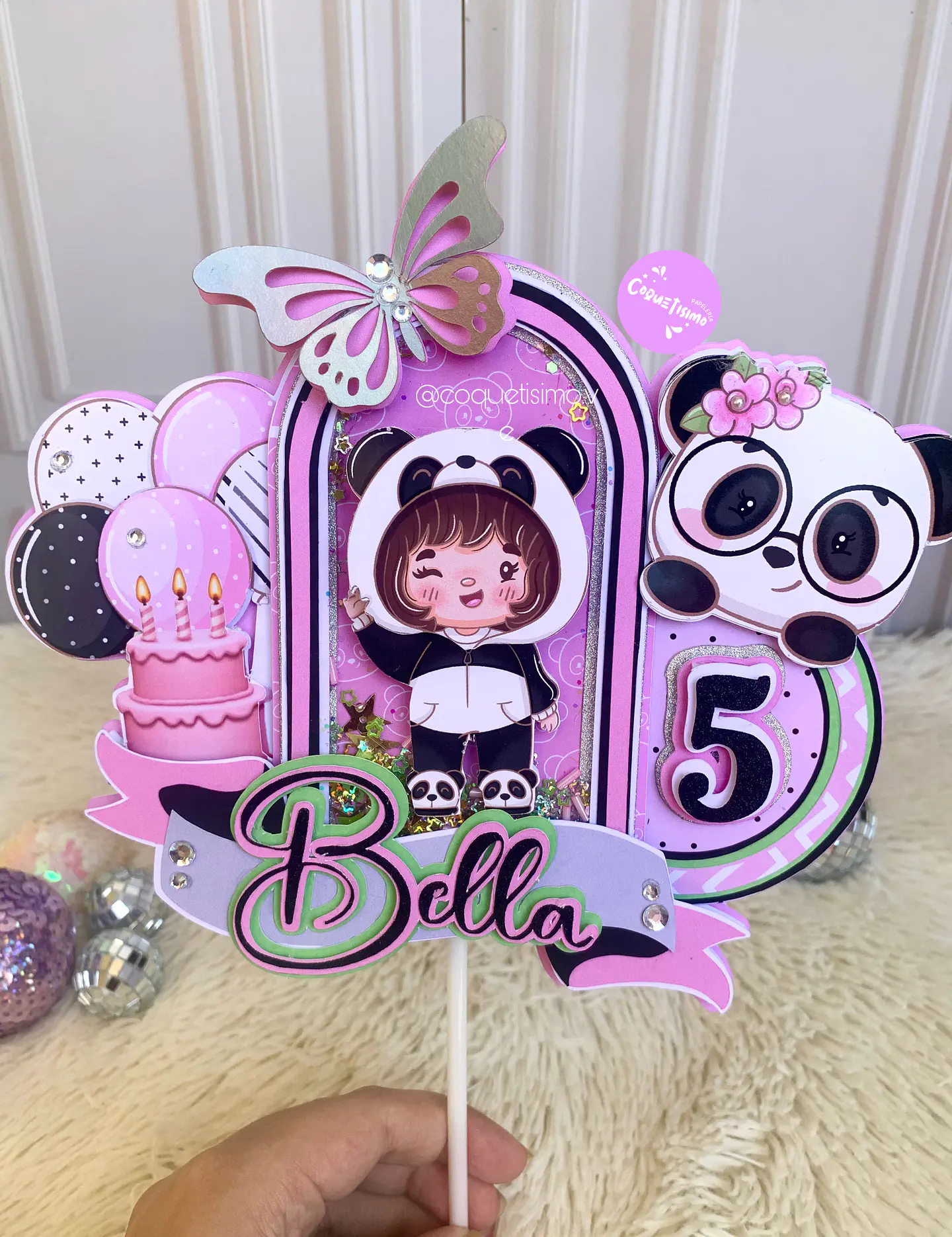 Arquivo de Corte Topo de Bolo Panda Rosa Menina 16 1
