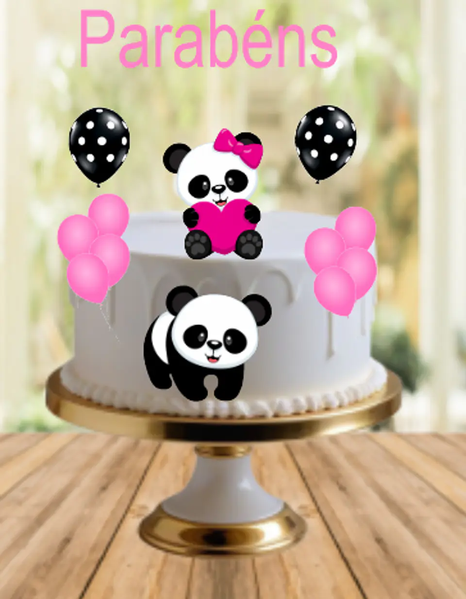 Arquivo de Corte Topo de Bolo Panda Rosa Menina 15 1