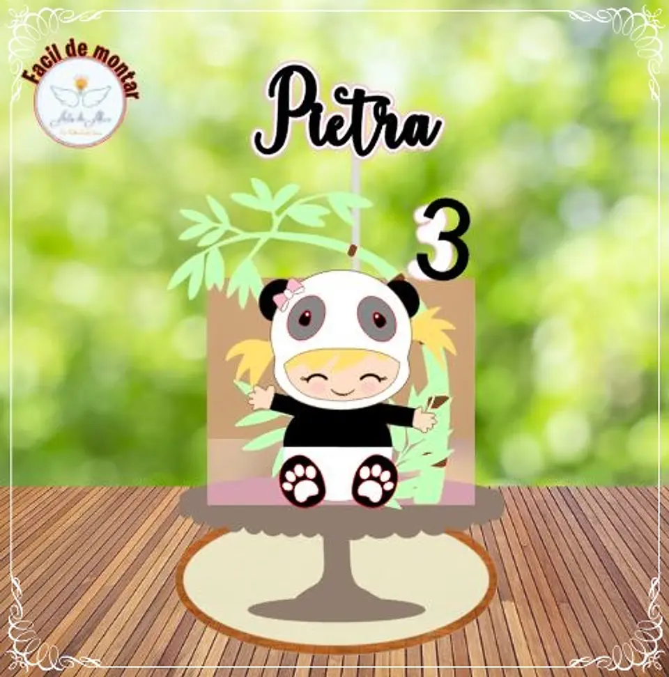 Arquivo de Corte Topo de Bolo Panda Rosa Menina 14 1