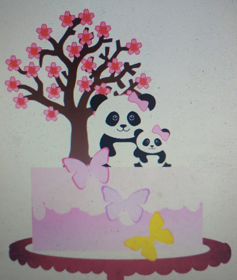 Arquivo de Corte Topo de Bolo Panda Rosa Menina 13