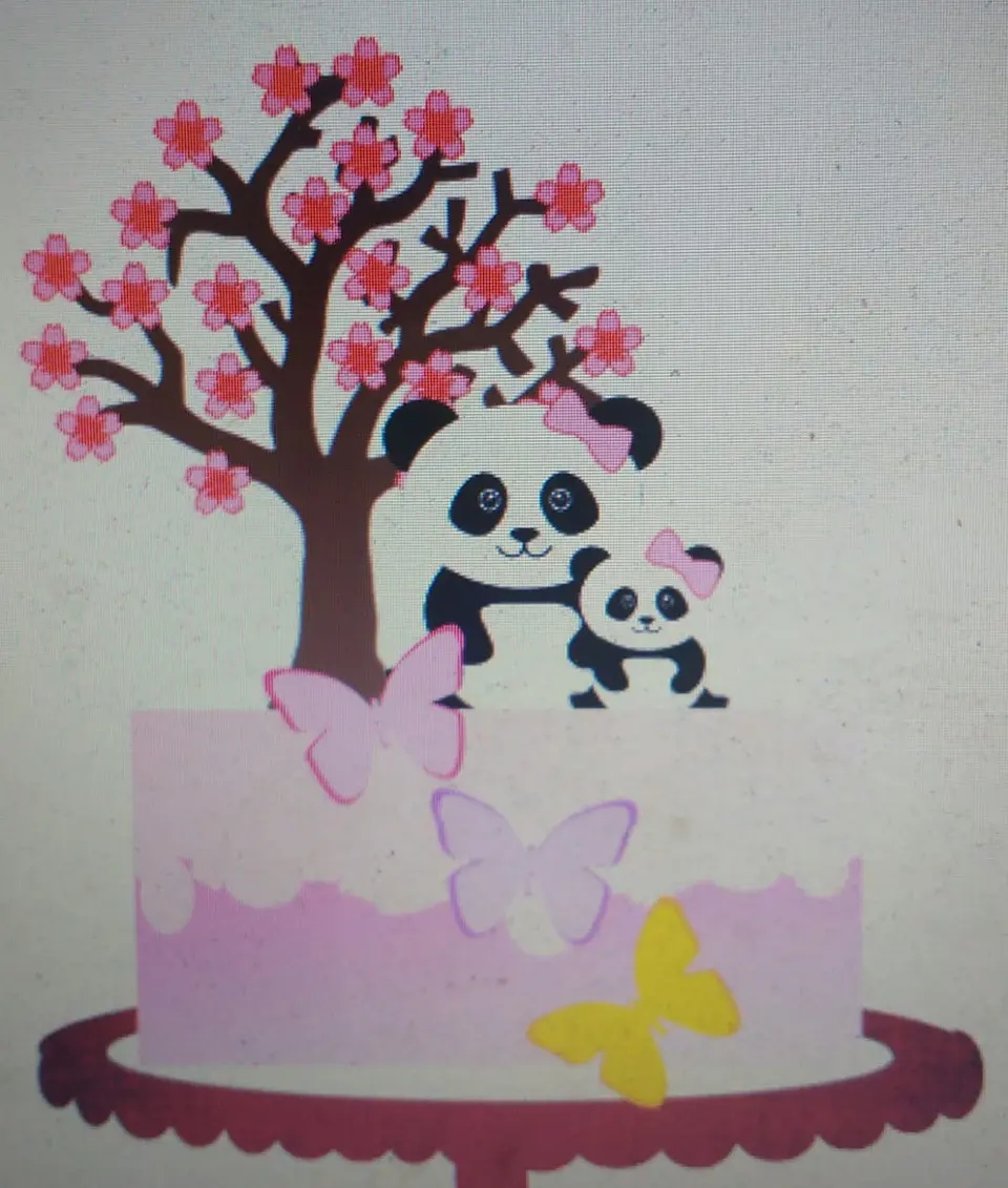 Arquivo de Corte Topo de Bolo Panda Rosa Menina 13 1