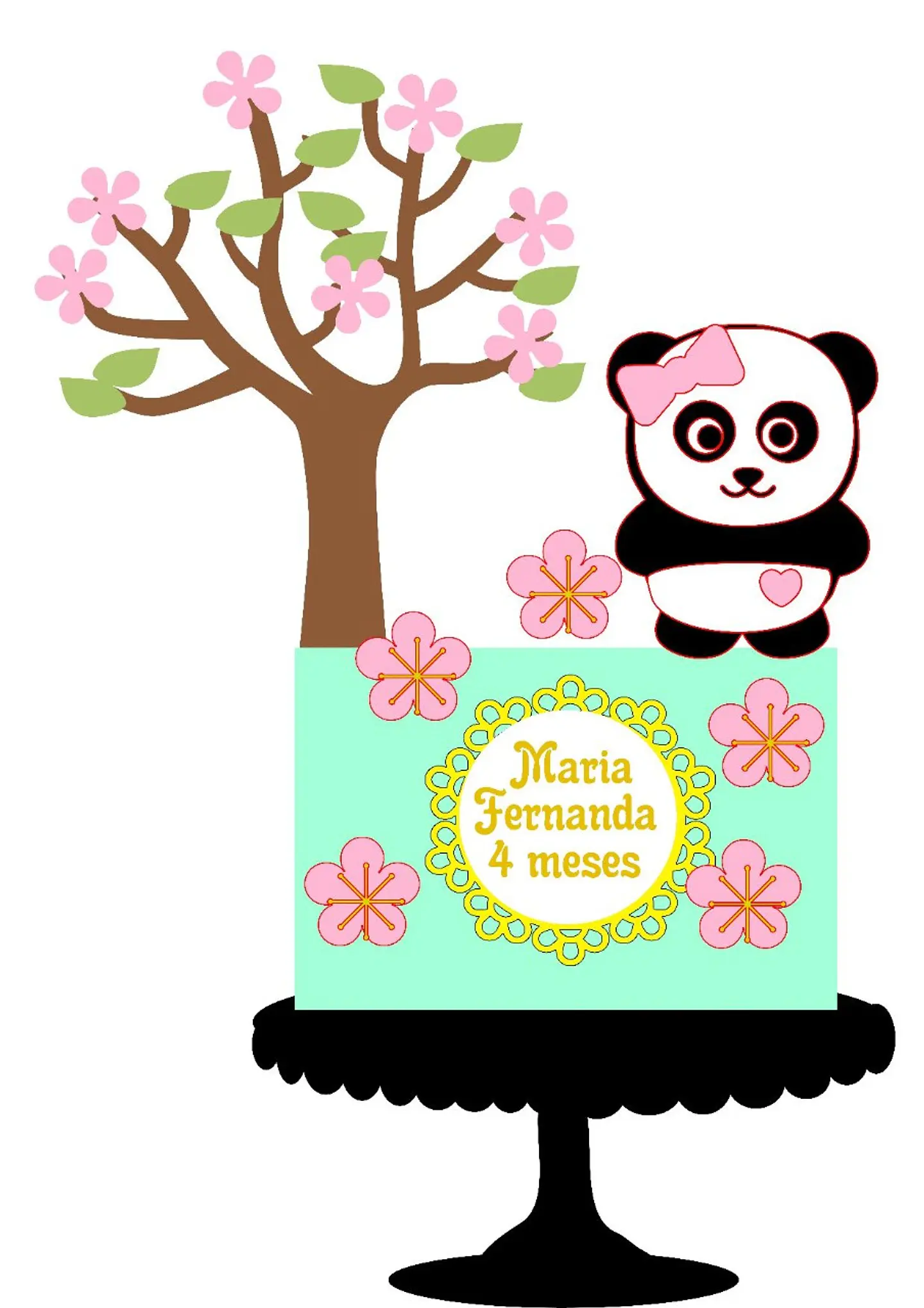 Arquivo de Corte Topo de Bolo Panda Rosa Menina 10 1