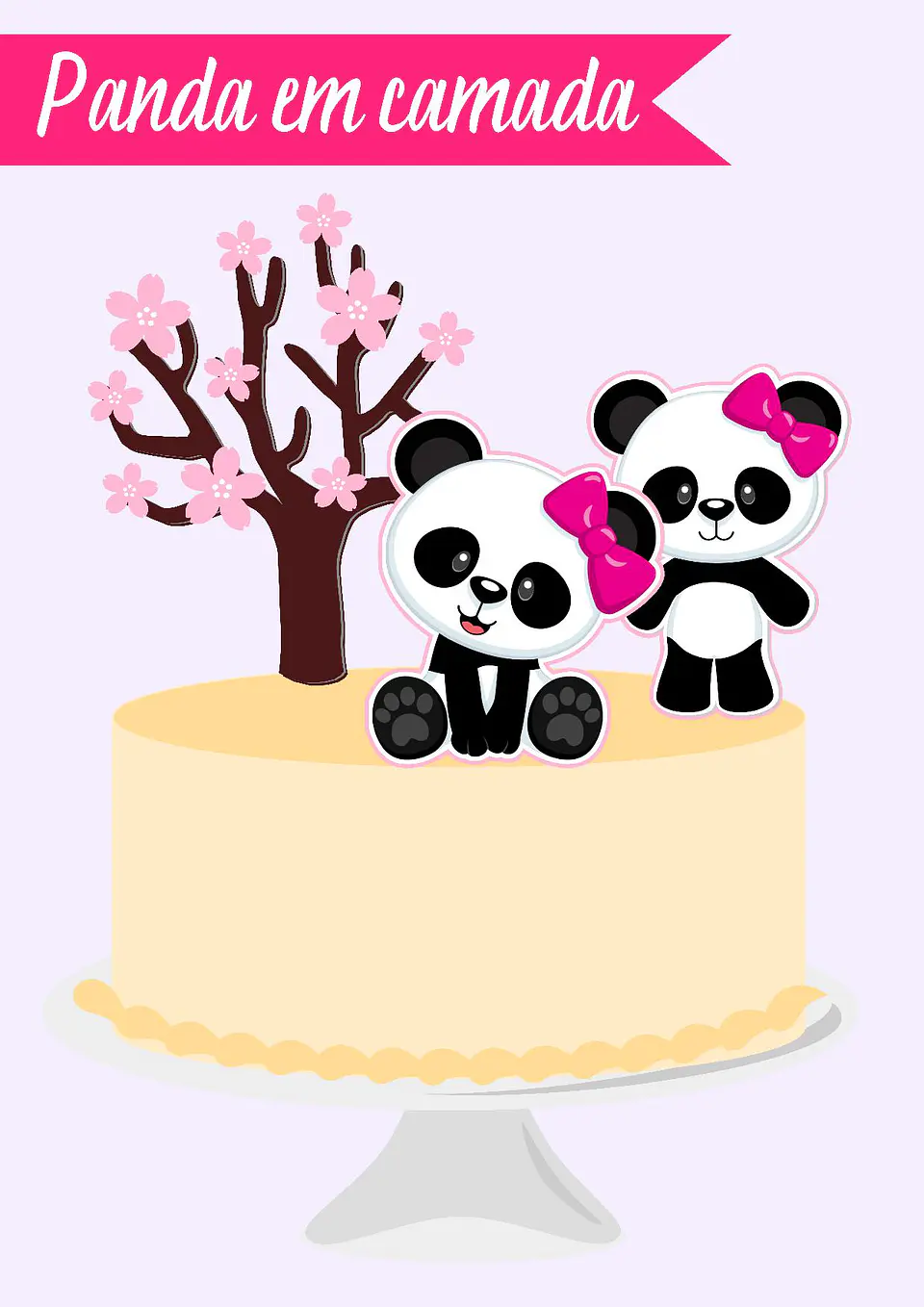 Arquivo de Corte Topo de Bolo Panda Rosa Menina 8 1
